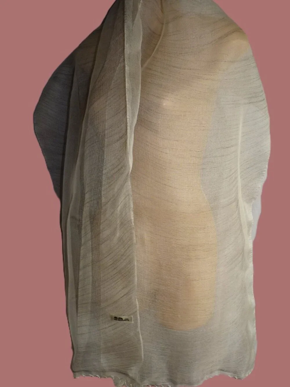 Eiji Miyamoto transparent off white silk scarf 76x16